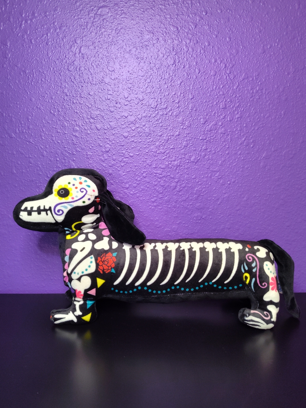 Decorative Black Day of the Dead Dachshund Plush - Black